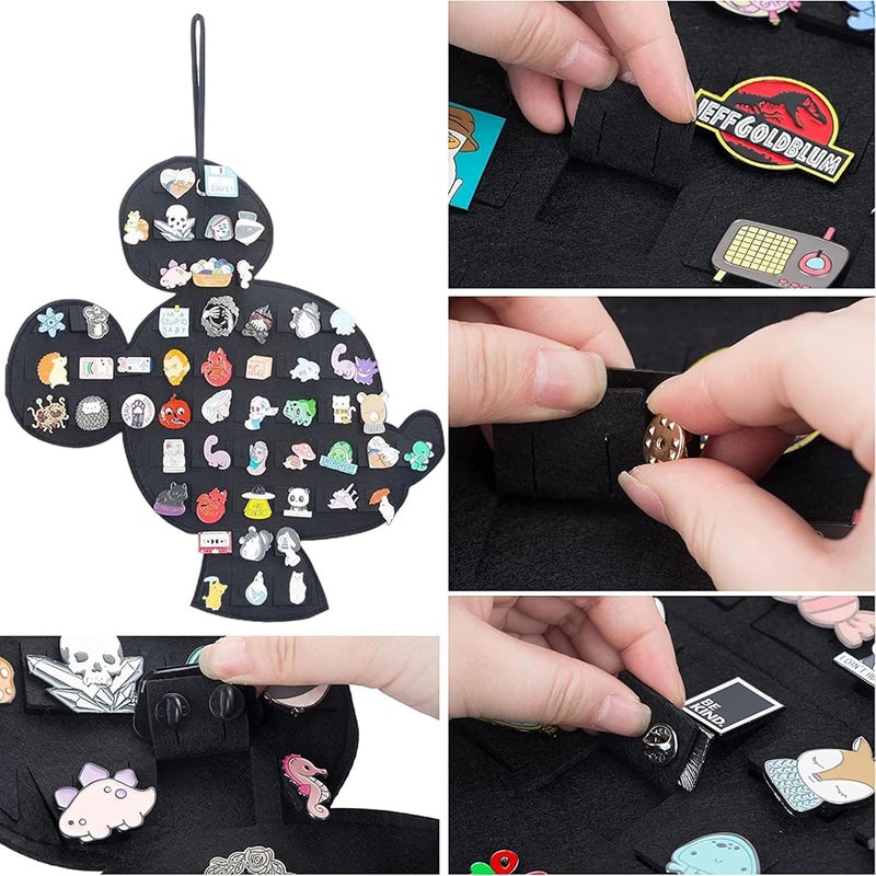 JOYMOMO Hanging Brooch Pin Organizer Enamel Pin Display Cute Cartoon Shape Brooch Pin Display Storage Holder for Brooch Pin(Without Accessories ) (black+blue) - Image 4